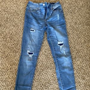 high rise skinny holey jeans